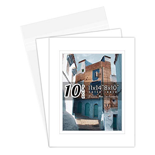 Golden State Art, Double Picture Mats with White Core Bevel Cut for 8X10