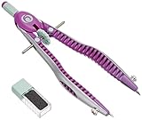Compás de arco gigante Herlitz 11122348 my.pen - Compás (con minas de recambio y afilador), color blanco y rosa
