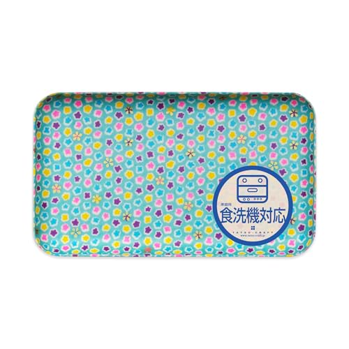 TATSU-CRAFT(タツクラフト) 和風 和紙 カスター トレー SS 21.5cm 桜金平糖 水色 食洗機対応 日本製 トレイ お盆 プラスチック おしゃれ 食事 キッチン 小さめ かわいい 小物トレー 小物置き 小物入れ カルトン