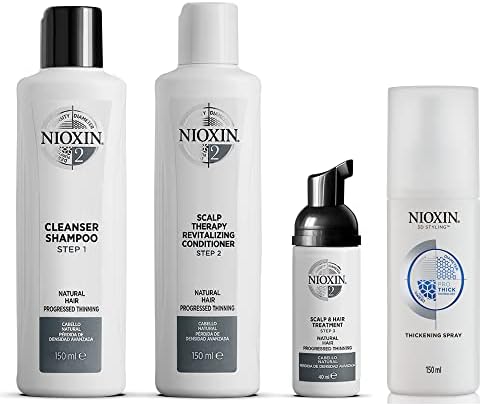 Nioxin 3-Part System | System 2 | Natural Hair with Progressed Thinning Hair Treatment | Scalp Therapy | Hair Thickening Treatment