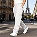 Fashion Sweatpants for Men Casual Elastic Drawstring Waist Joggers Lounge Relaxed Fit Pants White Medium