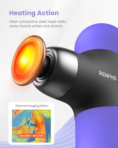 Image of RENPHO Mini Thermal Massage Gun with Heat, Color Silicone Casing, 4 Speeds