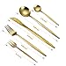 Gold Silverware Set,WOAIWO-Q Stainless Steel Flatware Set for 4 Person,20-Piece Utensil Set Dishwasher Safe Mirror Polish(Gold)
