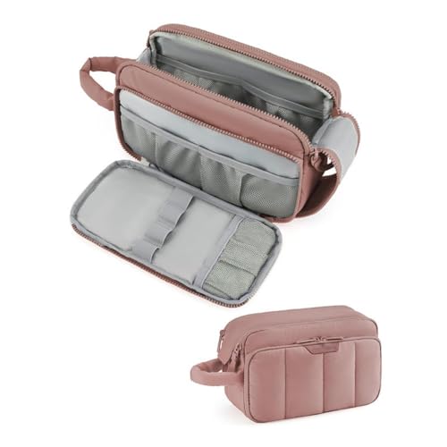 Diexgiy 旅行用コスメバッグ ふわふわ コスメ収納バッグ ポータブル 大容量 おしゃれ 防水 シンプル 旅行用 トイレタリー用品 10.4''L x 6.5''W x 4.3''H (ピンク)
