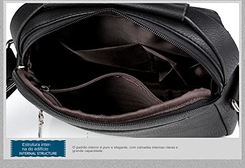LuckyWin Bolsa tiracolo masculina de couro bolsa mensageiro bolsa de mão para o verão (Preto)