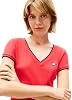 Camiseta de algodón de cuello V acanalado de manga corta para mujer, ajuste slim 4
