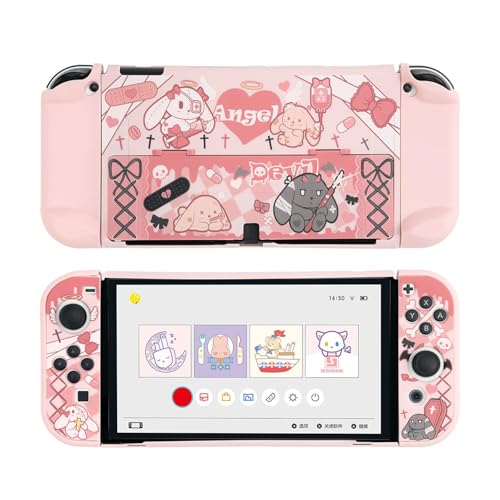 GeekShare Protective Case Slim Cover Case Compatible with Nintendo Switch OLED and Joy-Con - Shock-Absorption and Anti-Scratch - Gothic Bunny -  For Switch OLED Model