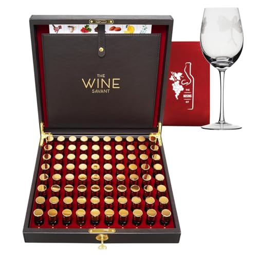 Wine Aroma Kit, Tasting & Smelling Aroma Set For Both White & Red Wines, 80 Aromas, Training Educational Gift - Beginners & Sommelier Master, Book & Accessories Guide Included Wine Game Gifts Holiday