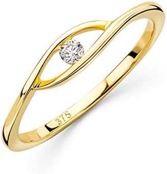 Orovi 0.05 Carat Yellow Gold Ladies Solitaire Diamond Engagement ...