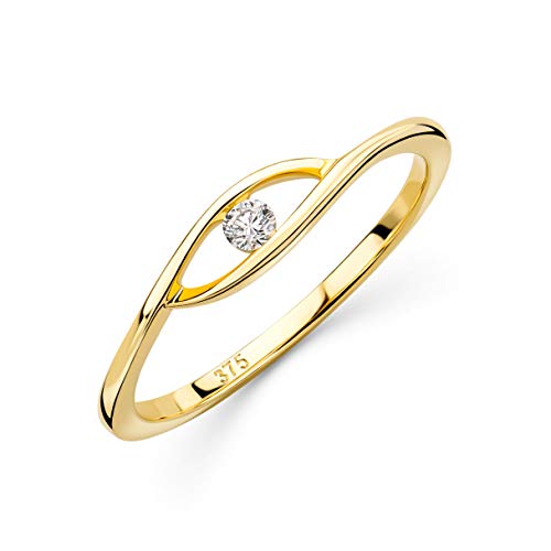 Orovi 0.05 Carat Yellow Gold Ladies Solitaire Diamond Engagement ...