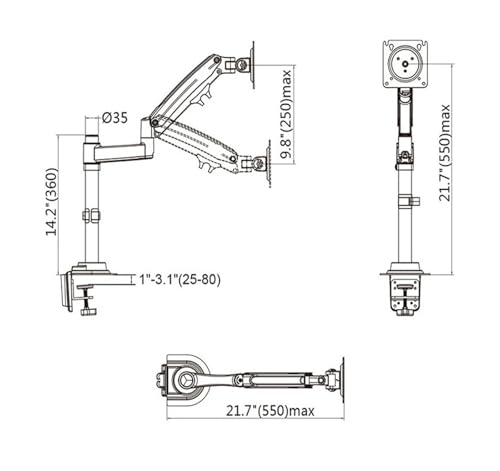 Support de moniteur à ressort gaz H100 pour libérer l'espace de bureau - 4