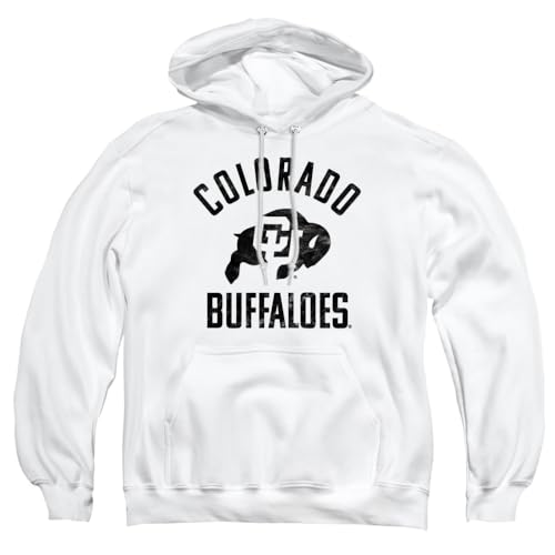 University of Colorado Official One Color Buffaloes Logo Unisex Adult Pull-Over Hoodie, White, Medium