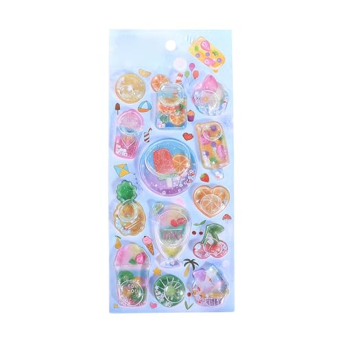 Bvizyelck Pegatina Encantadora | Diseño De Relleno De Agua Mini En PVC Con Relieve En 3D | Lindo Mini Pegatina 3D para Funda de Móvil - Para Tazas De Agua Pared Guitarras Maletas Equipaje Cuaderno