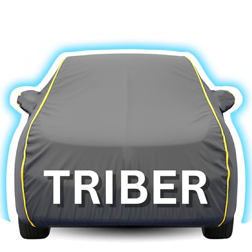 Image of Kayme Premium Grey Triber Car Cover Waterproof for (All Models & Variants - Petrol, Diesel, CNG & EV) |Speacially Custom Fit with Mirror Pockets |All-Weather Protection - Outdoor Car Body Cover