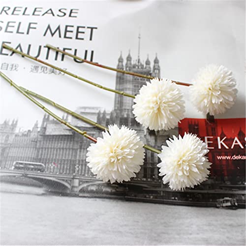 Tinsow 12 Pcs Artificial Flowers Faux Ball Chrysanthemum Bouquet Silk White Flowers Bridal Wedding Bouquet For Home Garden Party Wedding Decoration (White, 12) #TOP2