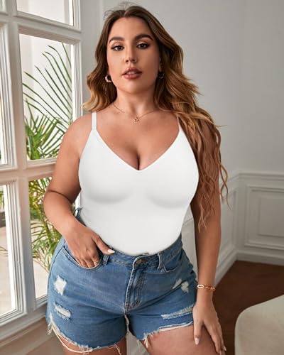 Image of EUYZOU Womens Tummy Control Shapewear Tank Tops Seamless V-Neck Compression Tank Tops Body Shaper Camisole