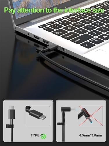 Image of 100W Watt USB Type C for Dell Precision 5680 3580 3580 3580 3581,Latitude 5340 7640 7640 7340 5440 5540 9440,Inspiron 14 Plus 7430 Laptop Adapter Type C Power Cord (De 100W Type C)