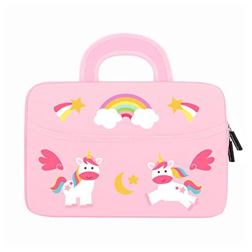 MoKo Universal Funda para Fire HD 10 Plus 2021, Fire HD 10 Kids/Pro 202, Portátil Bolsa Protectora Maletín de Neopreno Saco de Mano para Fire HD 10 Kids Edition 10.1" 2018/2017 Tableta - Poni Rose