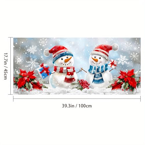 Vinilo decorativo navideño con muñeco de nieve de 39.3 x 17.7 pulgadas miniatura 3