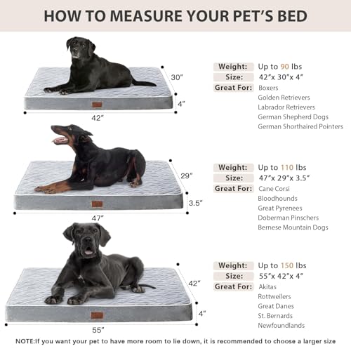 Image of WNPETHOME Velvet, Orthopedic Dog Bed - Large, Giant Size, Removable Washable Cover & Anti-Slip Bottom, Egg Crate Foam Mat, Xxxl