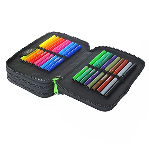 CoolPack Etui na ołówki XXL, 3-komorowe, etui na ołówki, potrójne etui na ołówki, dla chłopców, dziewcząt, 44-częściowy zestaw 3-poziomowy, biały, piórnik