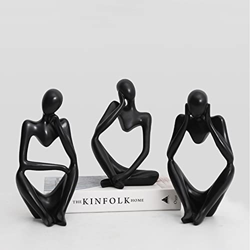 Asng Resin Thinker Style Abstract Sculpture Statue Collectible Figurines Home Office Bookshelf Desktop Decor (Black,Left, Small) #TOP1