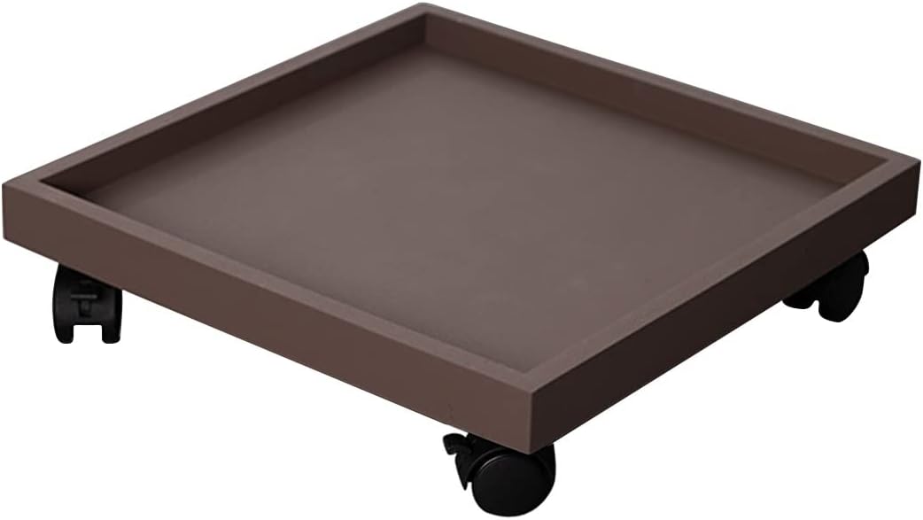 Waterproof Plant Stand on Wheels Plant Trolley for Indoor Outdoor Plant Caddy Potted Plant Trolley with Caster Wheels Movable Plant Trays Square Planter Rollers (Color : Coffee, Size : 60cm/24In)