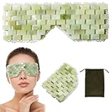 VEGCOO Masque pour les Yeux en Jade, Femme Masque Yeux Pierre Anti-Âge Sac de Rangement en...
