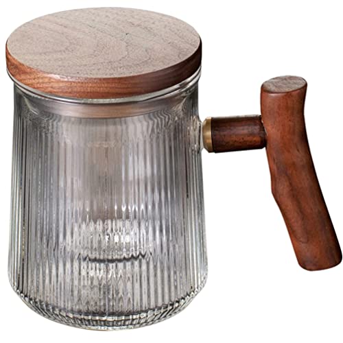 STOBAZA Glass Tea Cup Set Infuser and Lid Elegant Design for Loose Leaf Tea Vintage Style Drinking Mug for Home Office Use