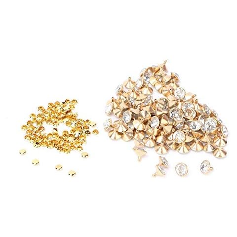 100 stücke Tuch Kristall Inlay Schnelle Strass Nieten 12mm Spots Studs Cap Punk DIY für Leder Kleidung Schuhe Taschen[Rohrbohrer Goldrand + weißer Bohrer]Lederschnitz-Sets Cover