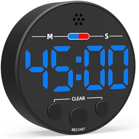 Visual Digital Timer for Kitchen, Classroom, Kids, Productivity, Magnetic Countdown Timer for Egg Cooking, Toddler, Focus, Work, Task, Small Desk with Large LED Display, Super Loud Alarm - Blue