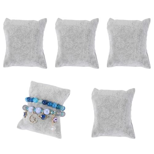 Hapivida Cojín de Pulsera, 5 Piezas Cojín para Reloj Soporte de Almohada Exhibición de Joyería de Pulsera de Terciopelo Almohadas para Relojes Brazaletes Accesorios (Gris)