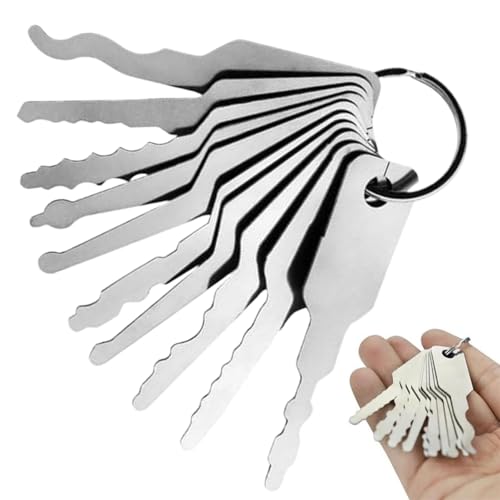 10 Pcs Stainless Steel Keys, T Keys Replacement Skeleton Lock Pick Set, Multiple Shapes Emergency...