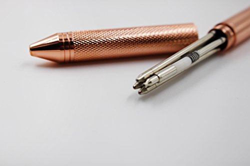 Jason Yuen 2Pcs Pack 4 In 1 Multi-Function Pen 4 Colors Pen With 0.5Mm Mechanical Pencil And Black/Red/Blue Ballpoint Pen In Gift Package (2Pcs Pack, Rose Gold) #TOP5