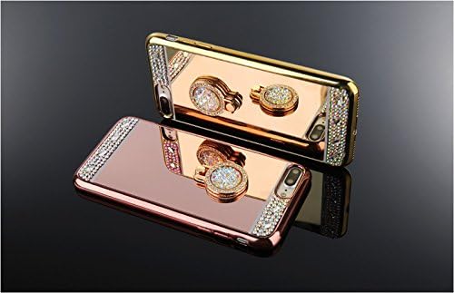 iPhone 6s Plus Case, Luxury Crystal Rhinestone Soft Rubber Bumper Bling Diamond Glitter Mirror Makeup Case with Ring Stand Holder for iPhone 6 Plus & 6s Plus (Rose Gold)