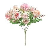 32 cm Rose Rose Silk Peony Künstliche Blume Blumenstrauß 9 Köpfe und 4 Knospen Günstige Gefälschte Blumen für Home Hochzeit Innendekoration