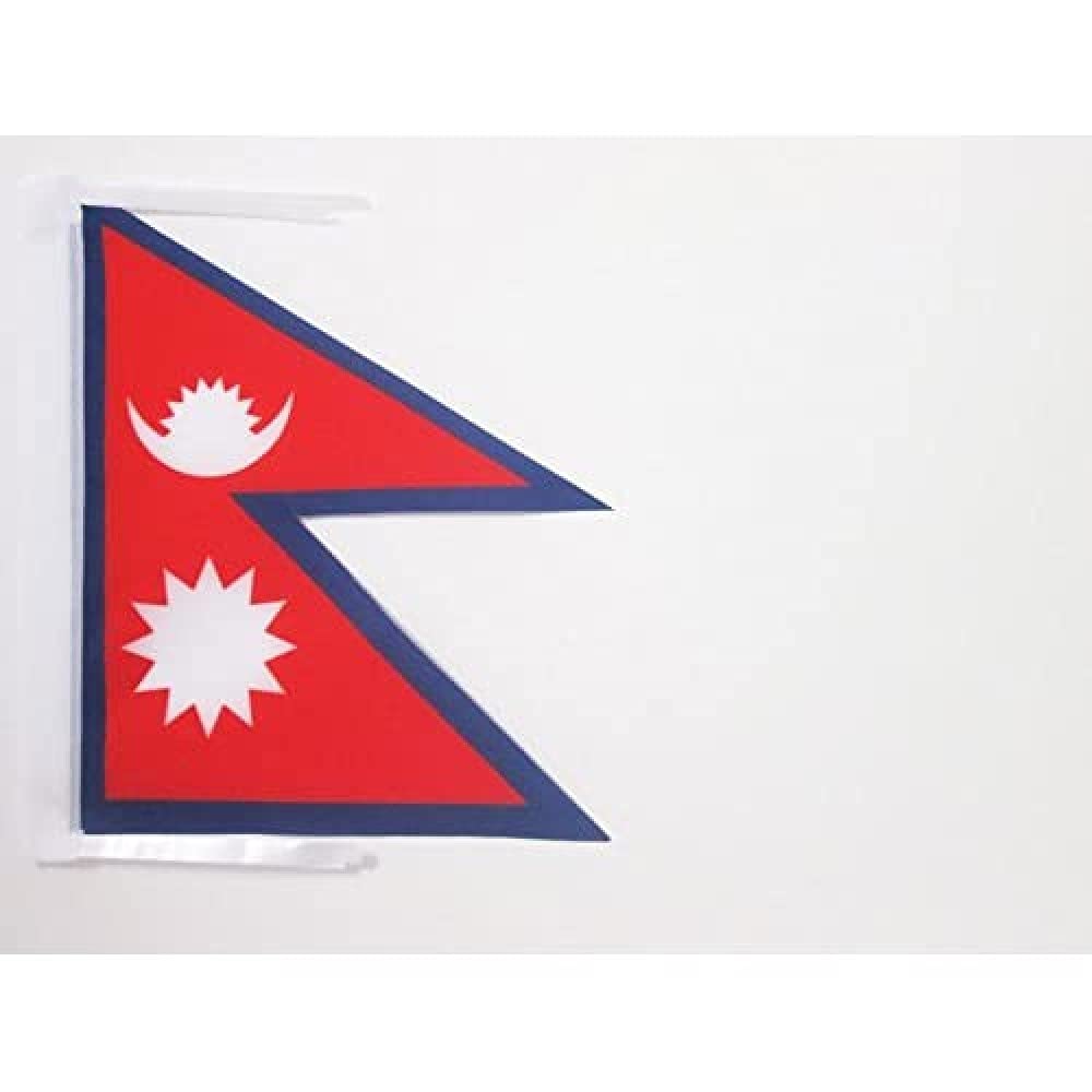 AZ FLAG - Nepal Flag - 18'' x 12'' - 100% Polyester Nepalese Small Banner with Two Cords - Fade Resistant - Vivid Colors - 18x12 in - 45x30 Cm