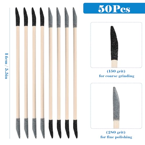 2 in 1 Schleifstab Set – 50 Stück Hochwertige Schleifstäbchen mit Granularität 150# Schwarz & 280# Grau für Modellbau, Holzarbeiten und Nageldesign, 14cm/5.51in
