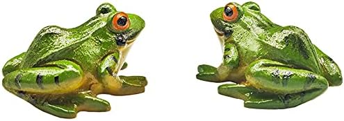 MAOMIA 2pcs Miniature Frog Figurine, Fish Tank Decoration Fairy Garden Turtle Statue Landscape Indoor Outdoor Decor Ornament