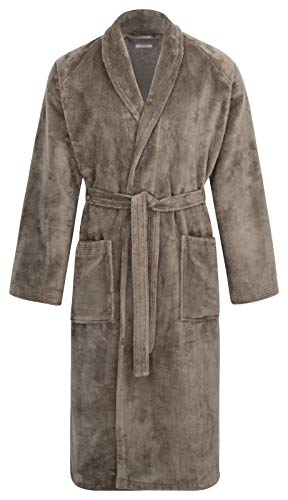 Floringo Luxus Bademantel mit Schalkragen Twin-Star super Soft für Damen und Herren 95° waschbar (elefantengrau, M)