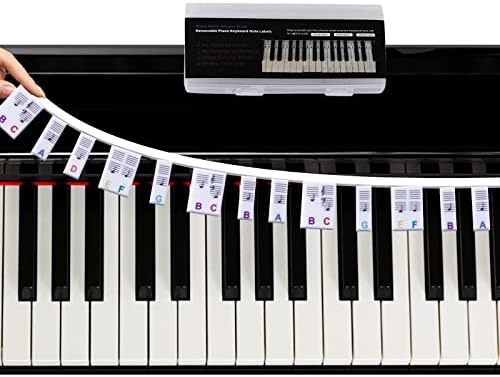 Removable Piano Keyboard Stickers for Beginners, Silicone Piano Keyboard Note Guide Labels for Learning for 88/61/54/49/37 Key, Reusable Piano Key Music Notes Letter Label with Box