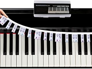 Removable Piano Keyboard Stickers for Beginners, Silicone Piano Keyboard Note Guide Labels for Learning for 88/61/54/49/37 Key, Reusable Piano Key Music Notes Letter Label with Box