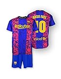  Fútbol Club Barcelona FC. Barcelona Conjunto Camiseta y Pantalón Replica 3ª EQ Temporada 2021/22 – Producto Autorizado con Licencia Dorsal 10 ANSU FATI - 100% Poliéster – Talla 14 años