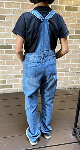 Unlimit Denim Overalls For Women, Bib Overalls Women Ripped, Womens Sleeveless Straps Pockets Jumpsuit Overalls. (8, Blue) #TOP4