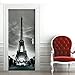 A.Monamour Adesivo Porta Autoadesiva Torre Eiffel di Notte in Bianco E Nero Vinile PVC Adesivi per Porte Interne 3D Pellicola Adesiva Poster Sticker Murale Parete Carta da Parati