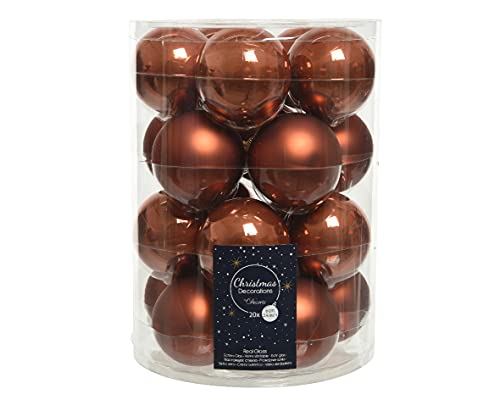 Decoris Weihnachtskugeln Glas 6cm x 20 Stück Christbaumkugeln terrabraun