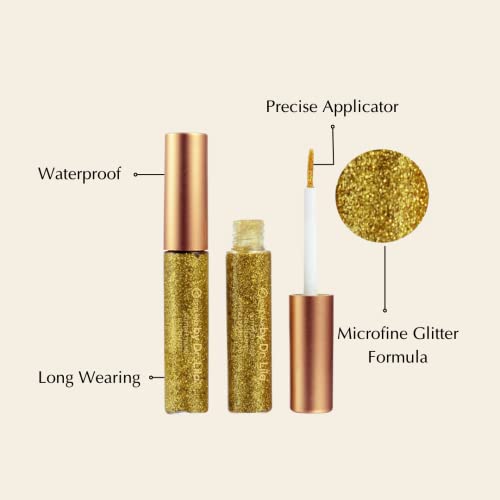 Epilynx By Dr. Liia Hypoallergenic Eyeliner, Glitter Liquid Eyeliner I Gluten Free And Vegan For Sensitive Skin (2: Yellow Gold) #TOP2