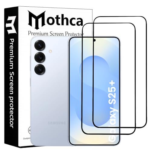 Image of Mothca Military-Grade Tempered Glass Screen Protector Compatible for Samsung Galaxy S25 Plus with Edge to Edge Coverage - Case Friendly, Anti-Scratch & Bubble-Free Installation Kit (Pack of 2)