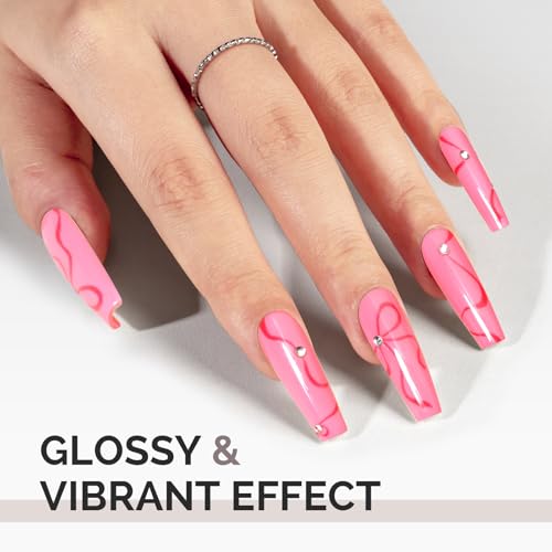 Image of MelodySusie 0.5fl oz Strawberry Pink Gel Nail Polish, Nails Soak Off UV LED Pink Gel Polish Gift for Women Nail Art Manicure Salon DIY Nail Design Decoration at Home-A2610