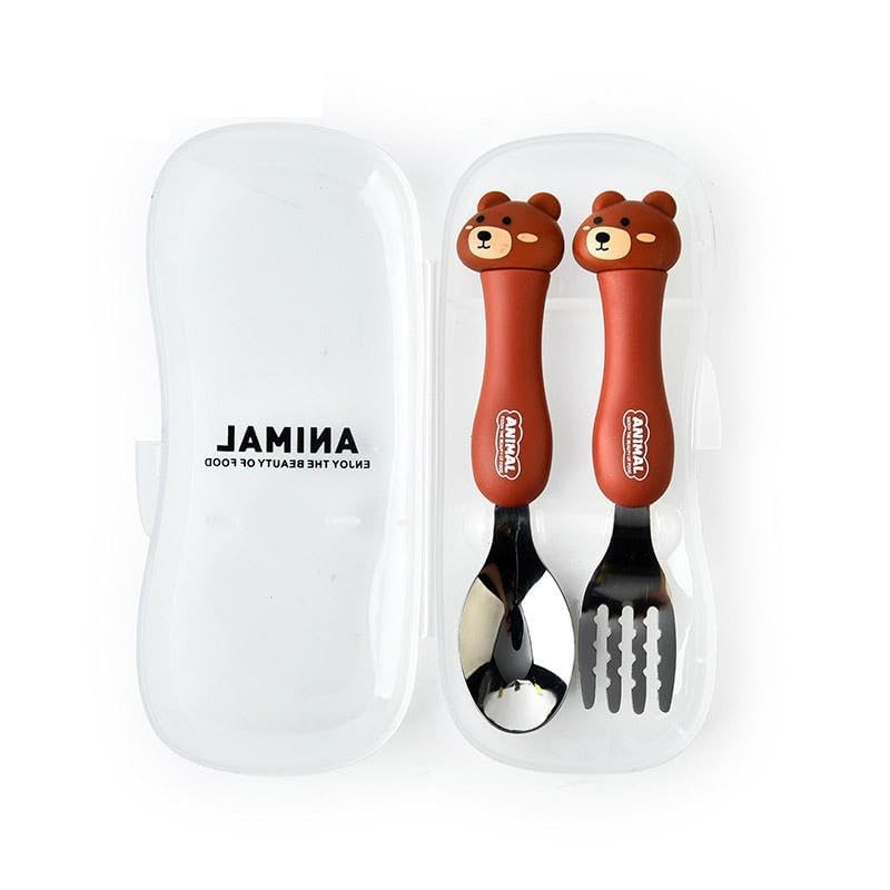 FASHRAMP Kids Spoon and Fork Set with Cute Animal Handle | Stainless Steel Toddler Cutlery Set with Travel Case | Baby Feeding Spoon and Fork Combo-image-19